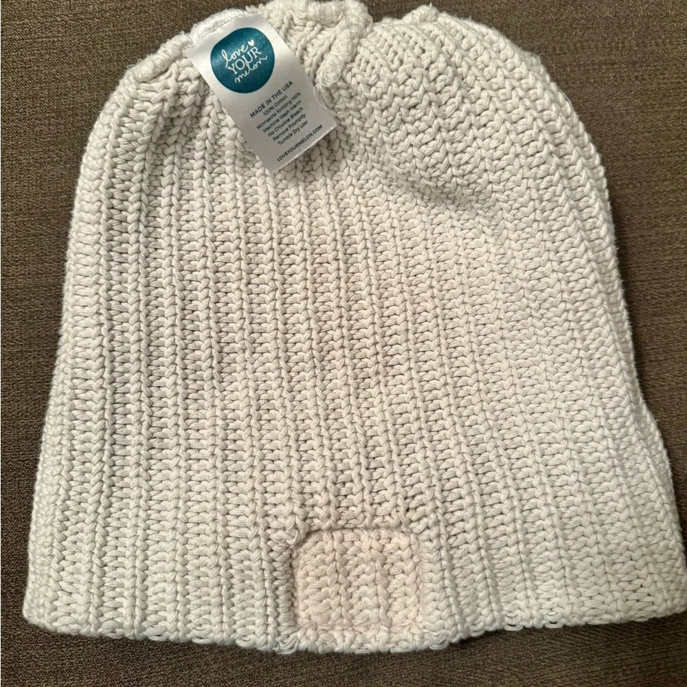 Love Your Melon‎ White Knit Beanie